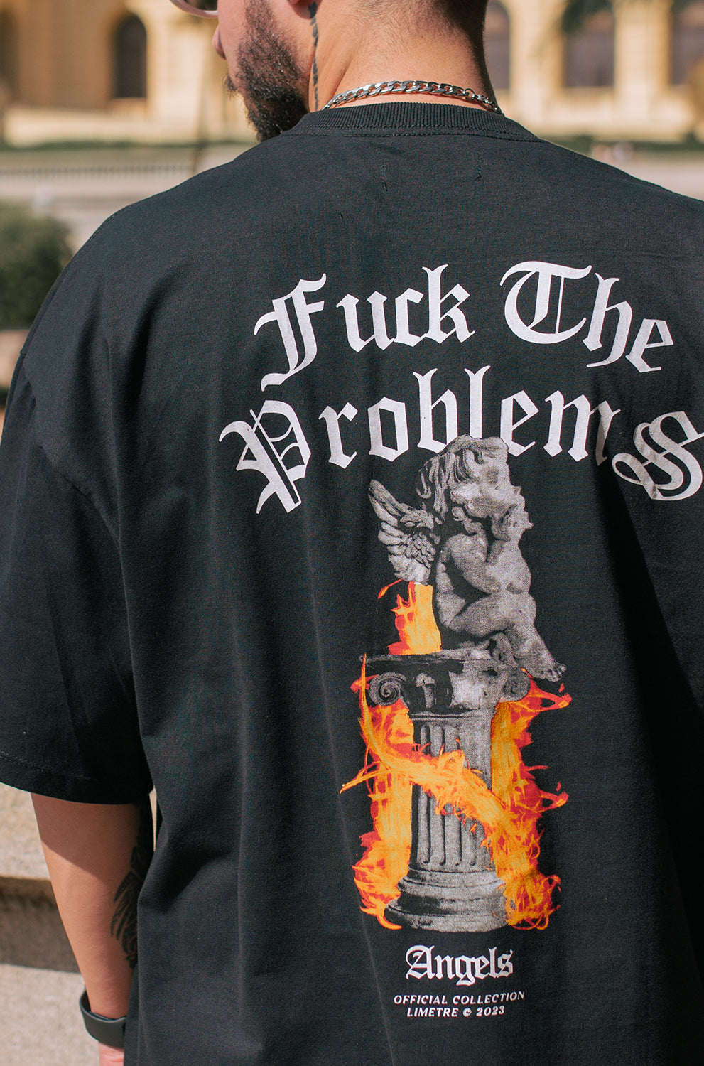 FCK THE PROBLEMS BLACK OVERSIZED T-SHIRT