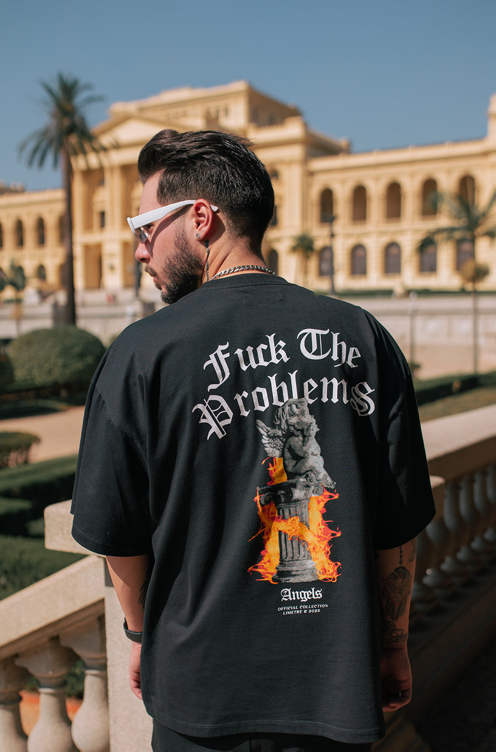 FCK THE PROBLEMS BLACK OVERSIZED T-SHIRT