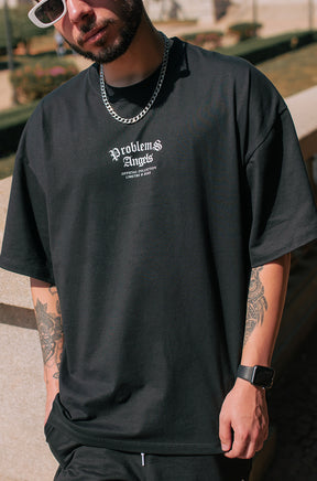 FCK THE PROBLEMS BLACK OVERSIZED T-SHIRT