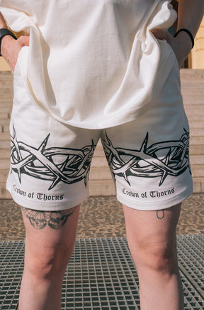 CROWN OF THORNS OFF-WHITE SHORTS